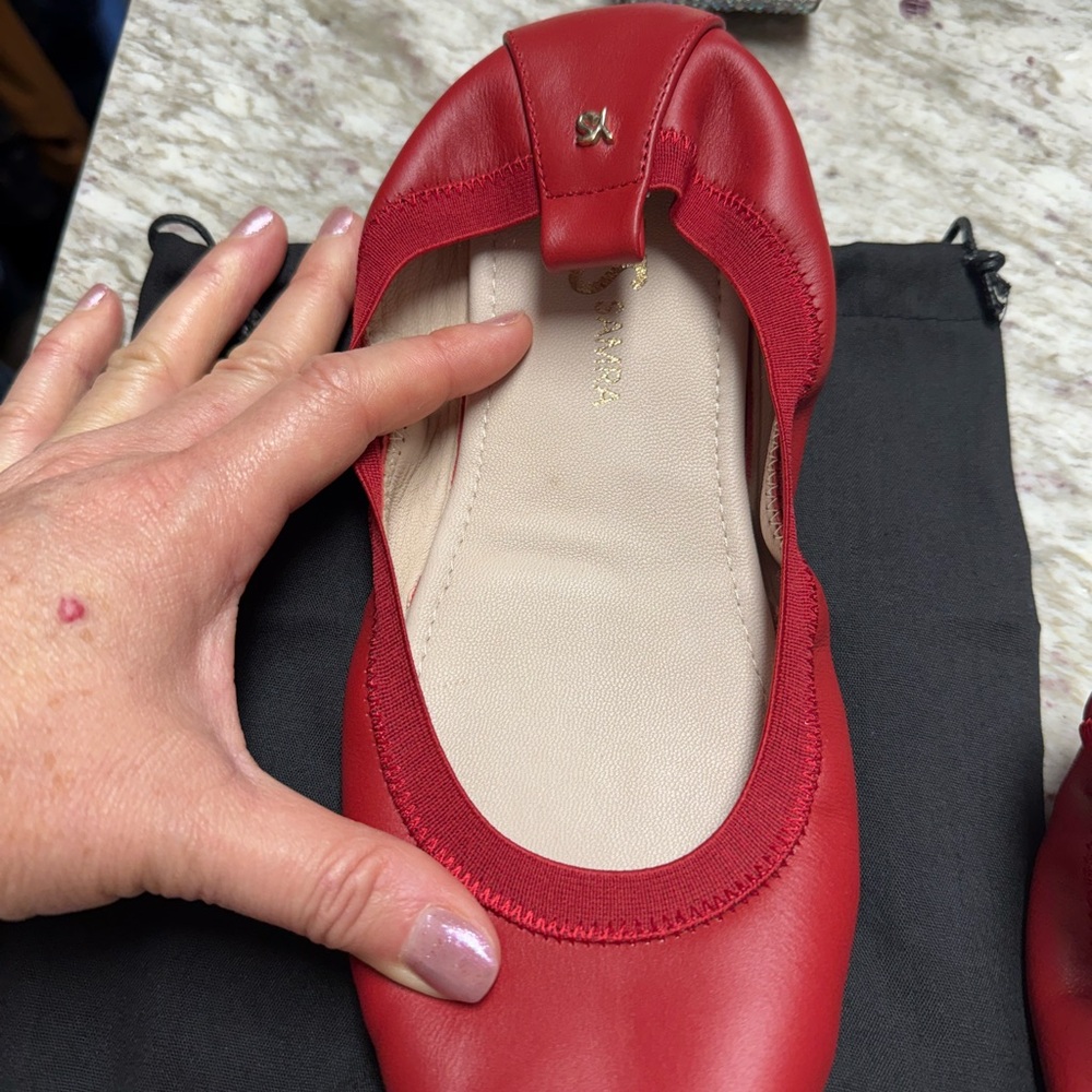 Yosi Samra Red Leather Flats - Picture 4 of 7